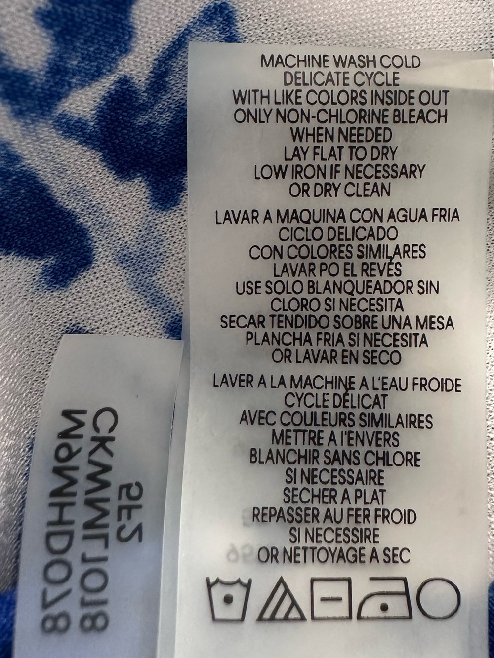 Calvin Klein Blue and White Floral Sleeveless Blouse Size L NWT - Picture 6 of 12